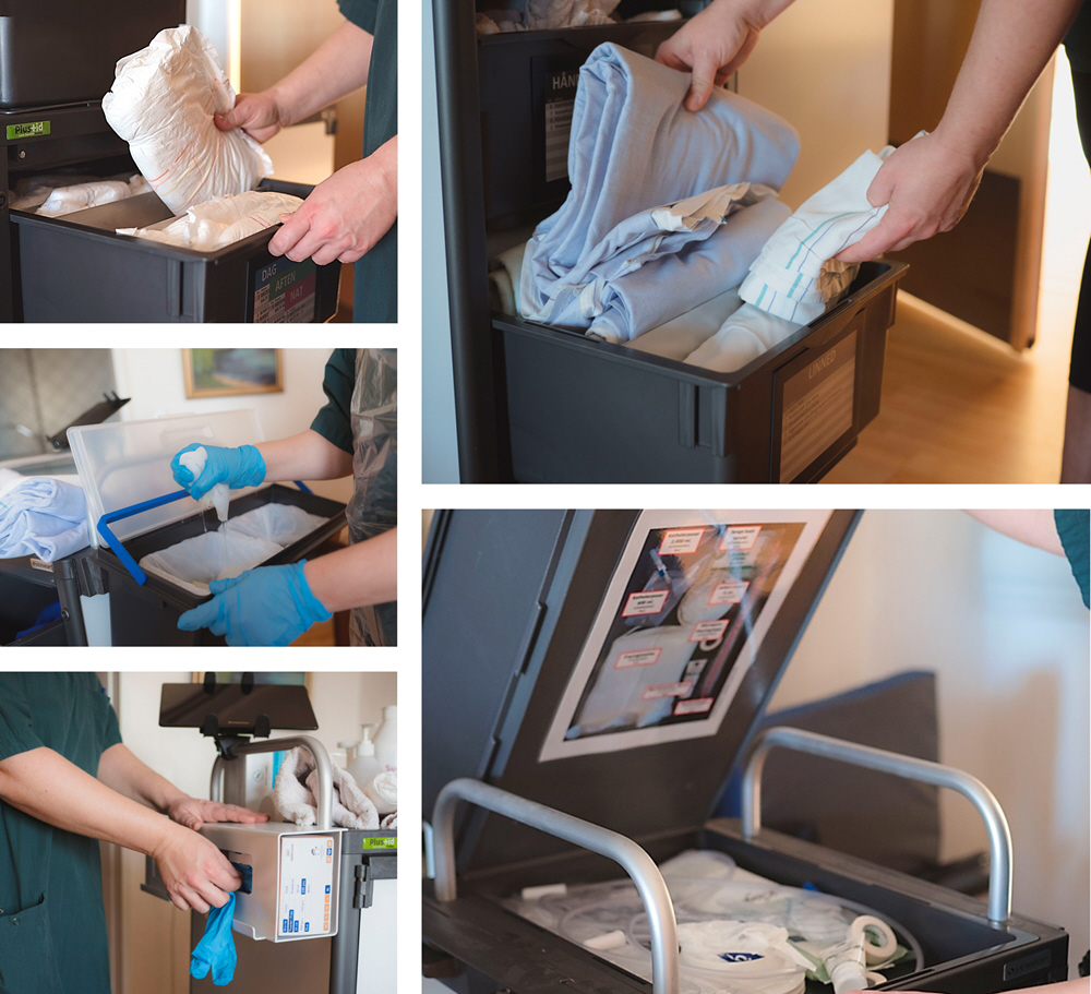 M&oslash;bler til opbevaring p&aring; plejehjem, CareServiceTrolley, plustuid forbedringstavler