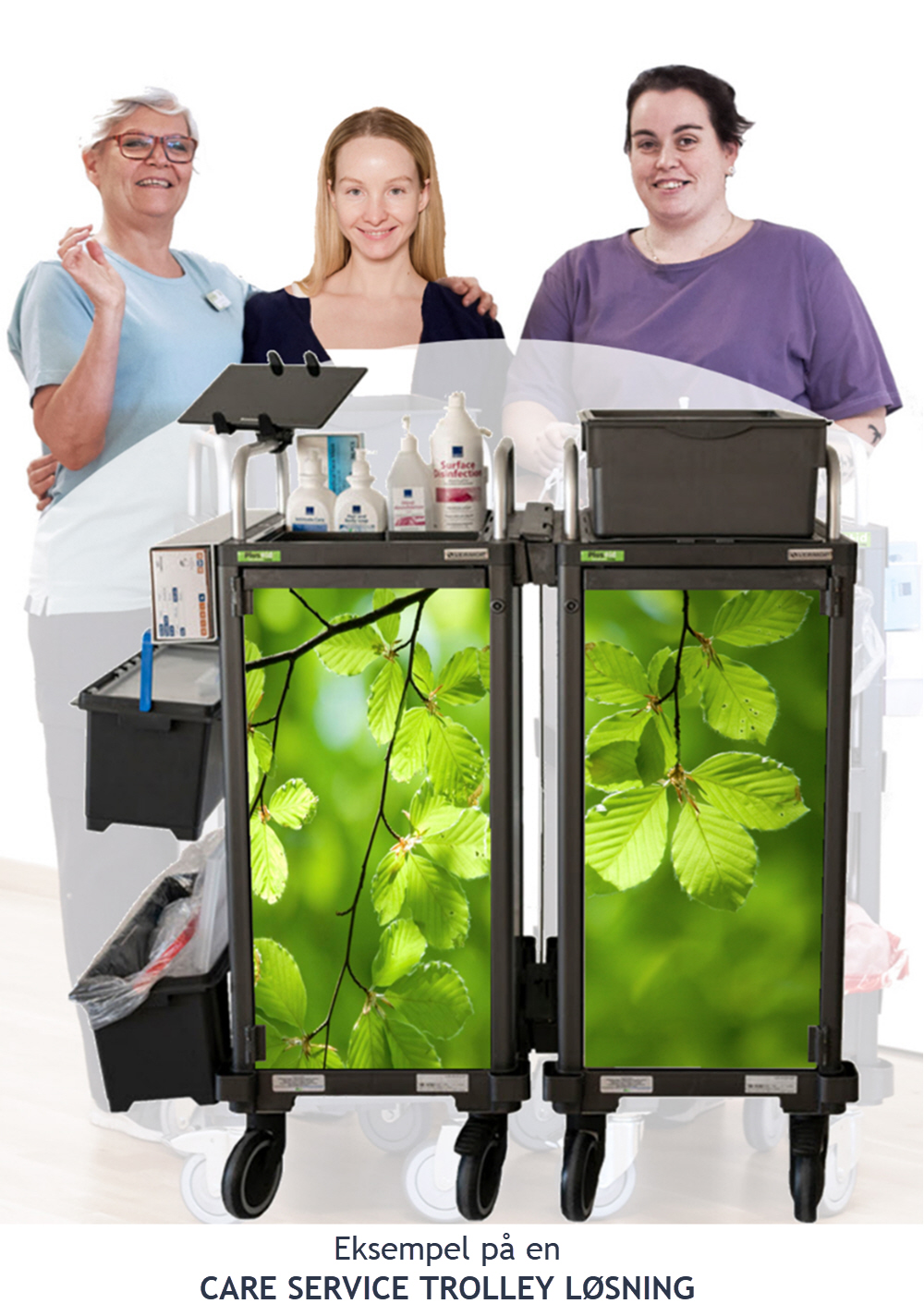 M&oslash;bler til opbevaring p&aring; plejehjem, CareServiceTrolley, plustuid forbedringstavler